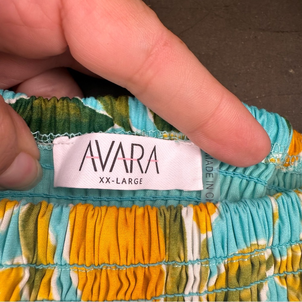 Avara Feeling Zesty Aqua Lemon Print Midi Dress Sz 2X - Picture 8 of 9